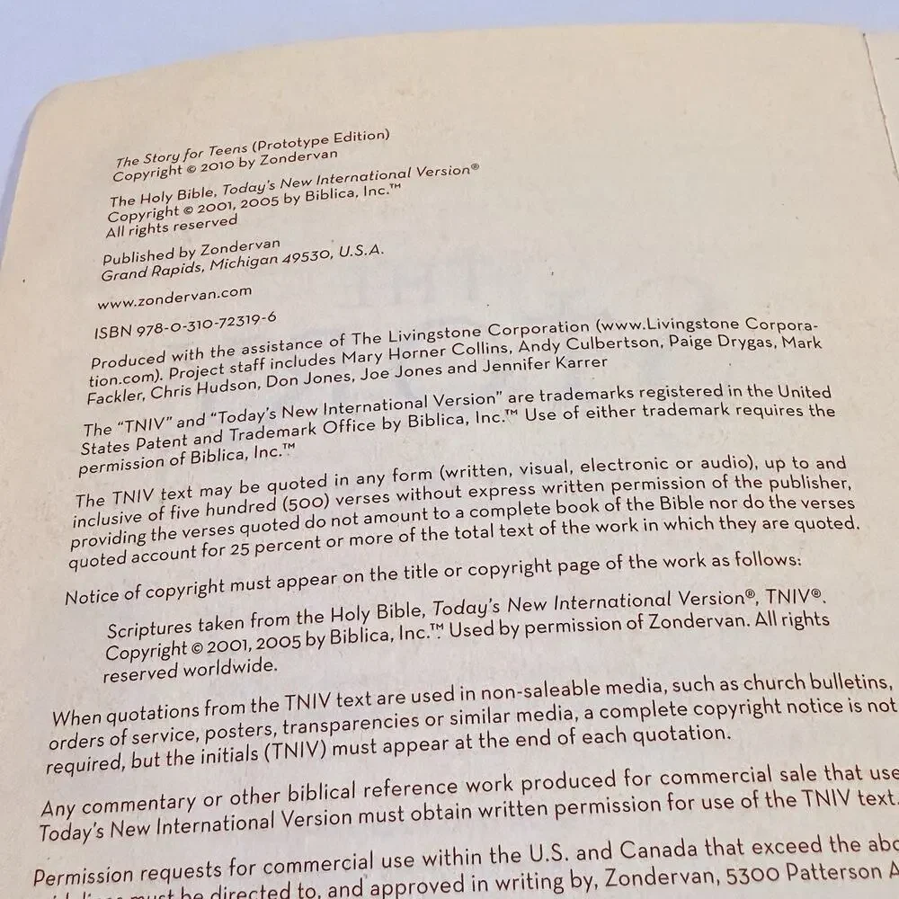 The Story Teen Edition Bible Adapted From TNIV 2005 Paperback Reads Like A Novel